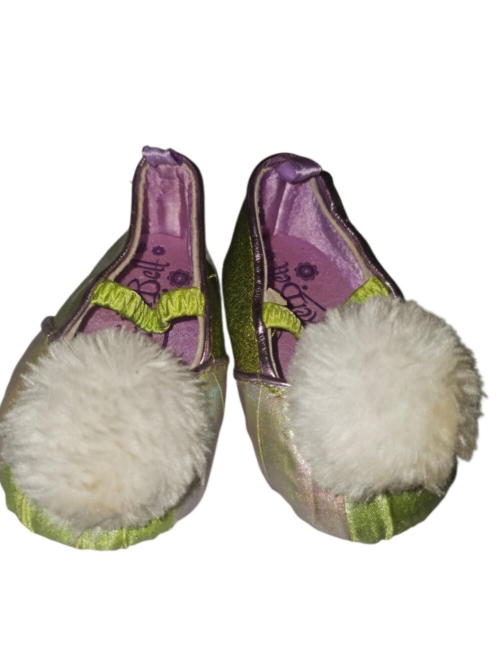 Tinker Bell Kids Pom-Pom Ballet Flats in Purple and Green -